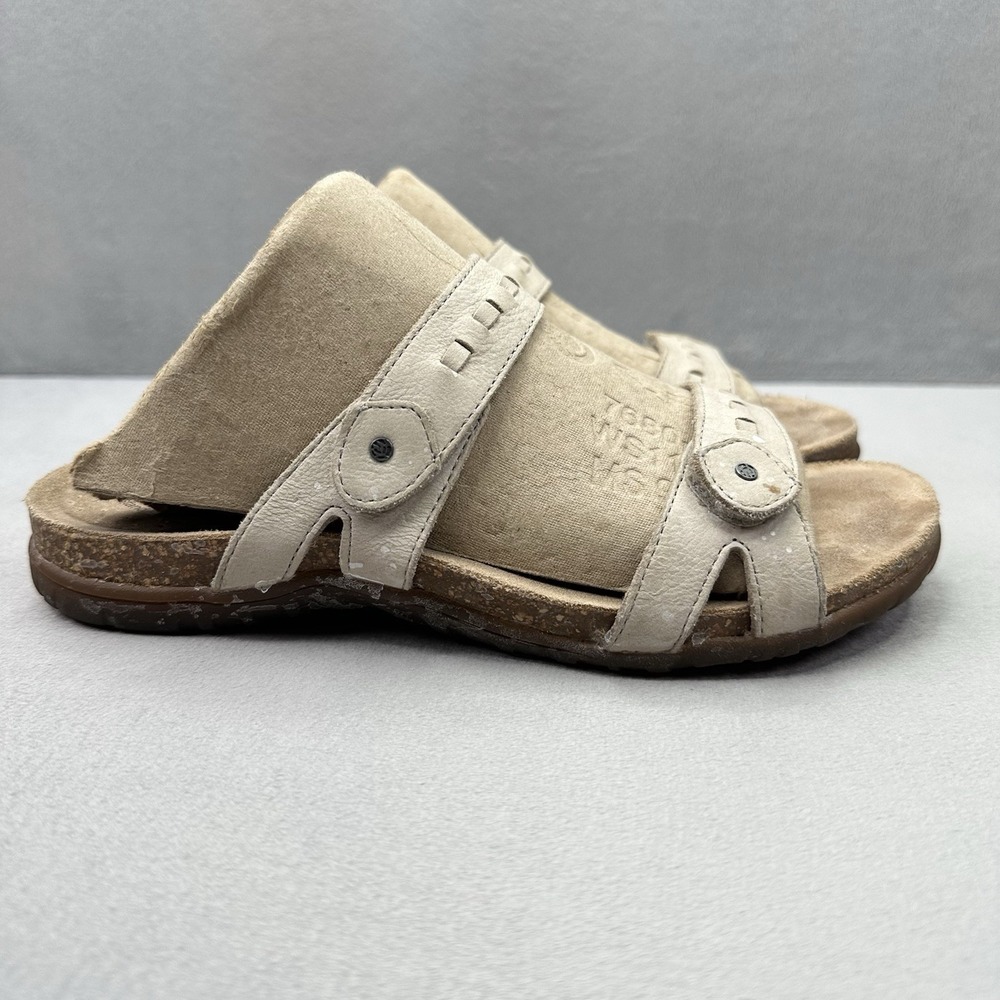 Taos Bandalero Womens Size 6 Sandals Beige Leather Strappy Adjustable Slides